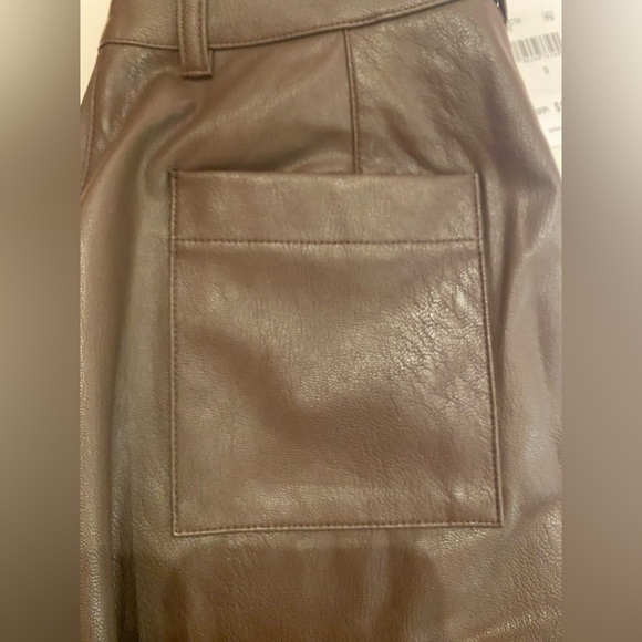 NWT Splendid Woman’s Cropped Vegan Leather Ankle Trouser Brown Size 0 Inseam 26” - Picture 9 of 9
